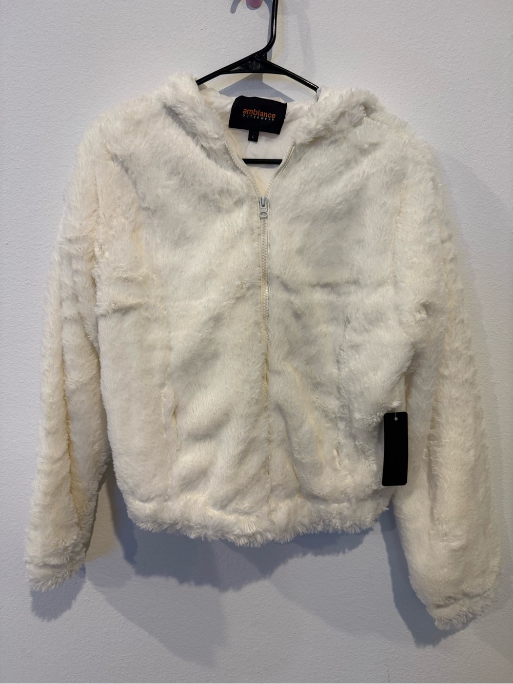 Ambiance Plush Faux-Fur Hooded Jacket in Creamy White